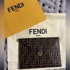 Fendi Embossed Envelope Clutch